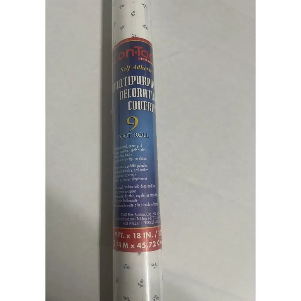 Contact Brand Self-Adhesive Vinyl‎ Shelf Liner 2002 White Rosebud 9E9300 9'x18